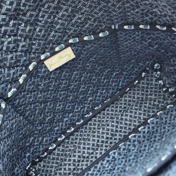 Vera Bradley Vintage 2000s Nantucket Navy Blue Quilted Tote Shoulder Bag - Picture 7 of 12